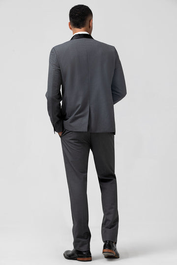 Châle gris Laper Un Bouton 2 Pièces Costumes de Mariage Hommes